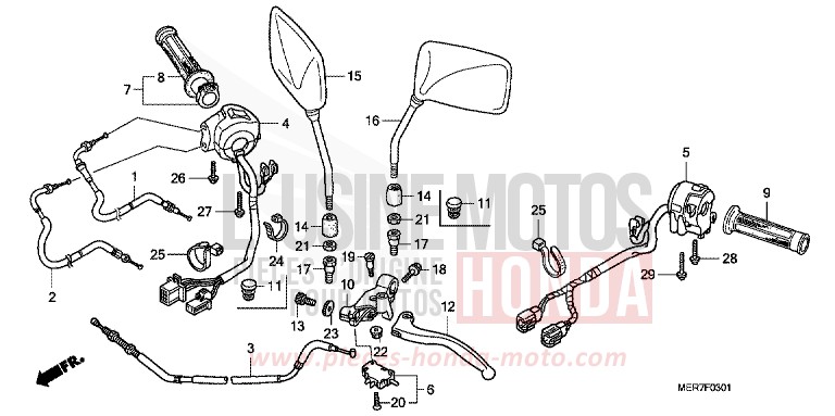 HEBELGRIFF/SCHALTER/KABEL (CBF600S8/SA8/N8/NA8) von CBF600N ABS PEARL NIGHTSTAR BLACK (NHA84) von 2008